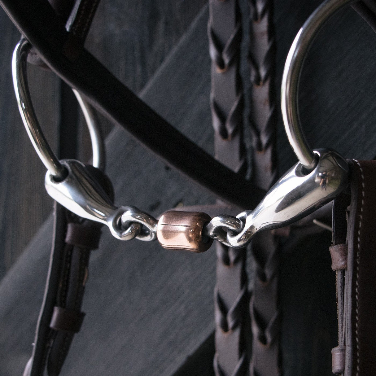 EvoEq Double Jointed Loose Ring Snaffle Bit W/ Copper Roller