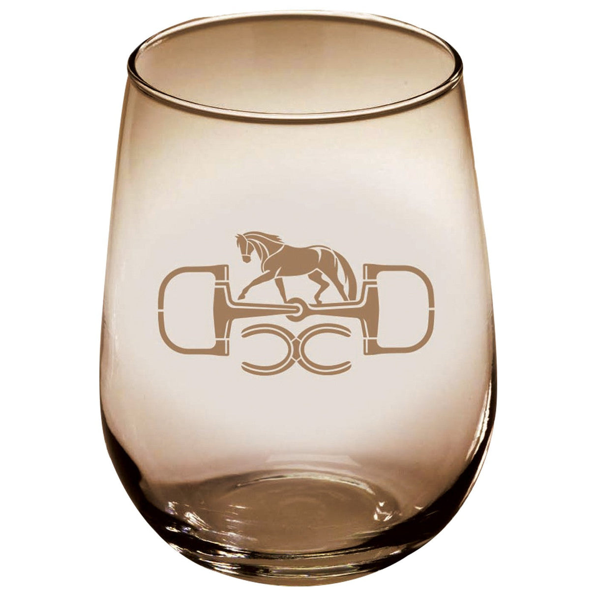 Kelley & Co. Snaffle Bit Etched Stemless Wine Glass 17 oz.