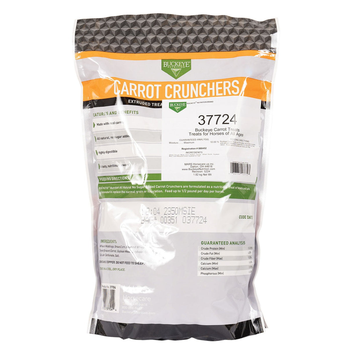 Buckeye Nutrition All Natural No Sugar Added Carrot Crunchers Horse Treats 4 lb.
