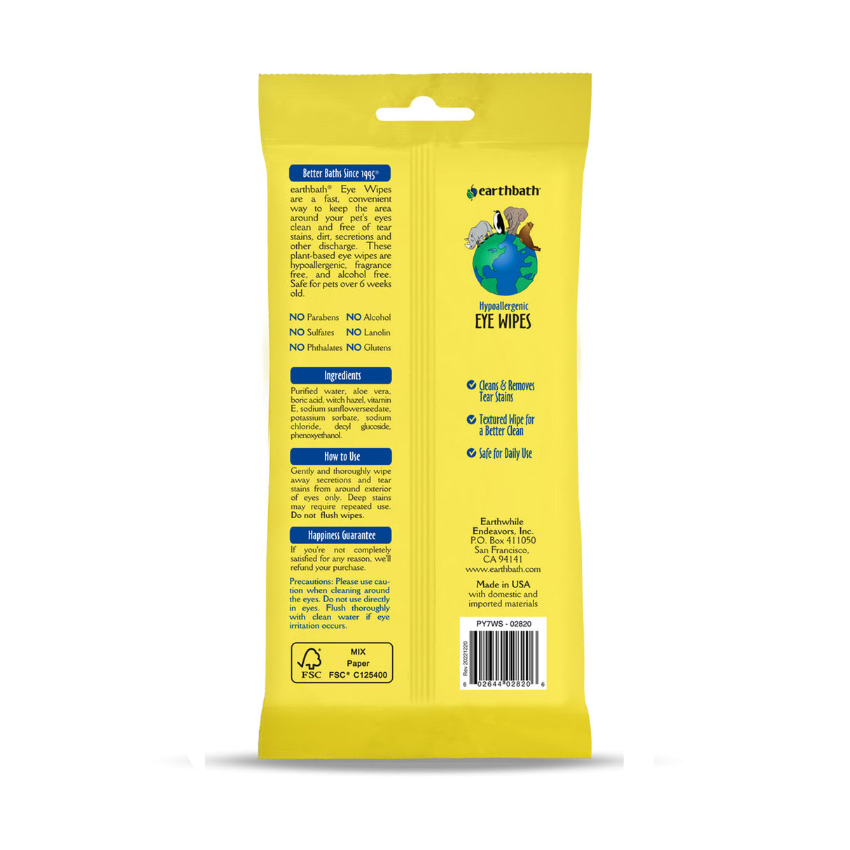 Earthbath Hypoallergenic Pet Eye Wipes - 30 Count