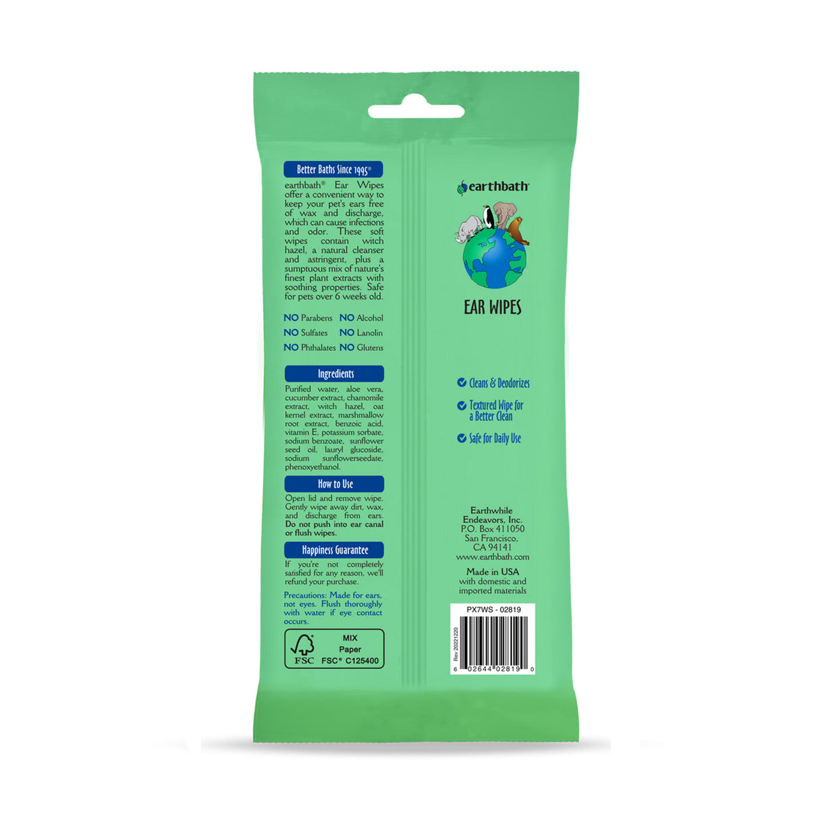 Earthbath Pet Ear Wipes - 30 Count