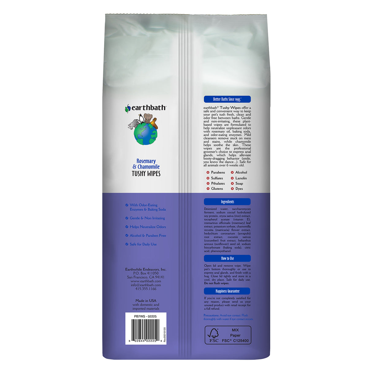 Earthbath Tushy Wipes