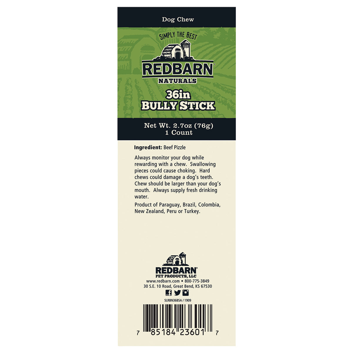 Redbarn Naturals Bully Stick Dog Chew 36 in.