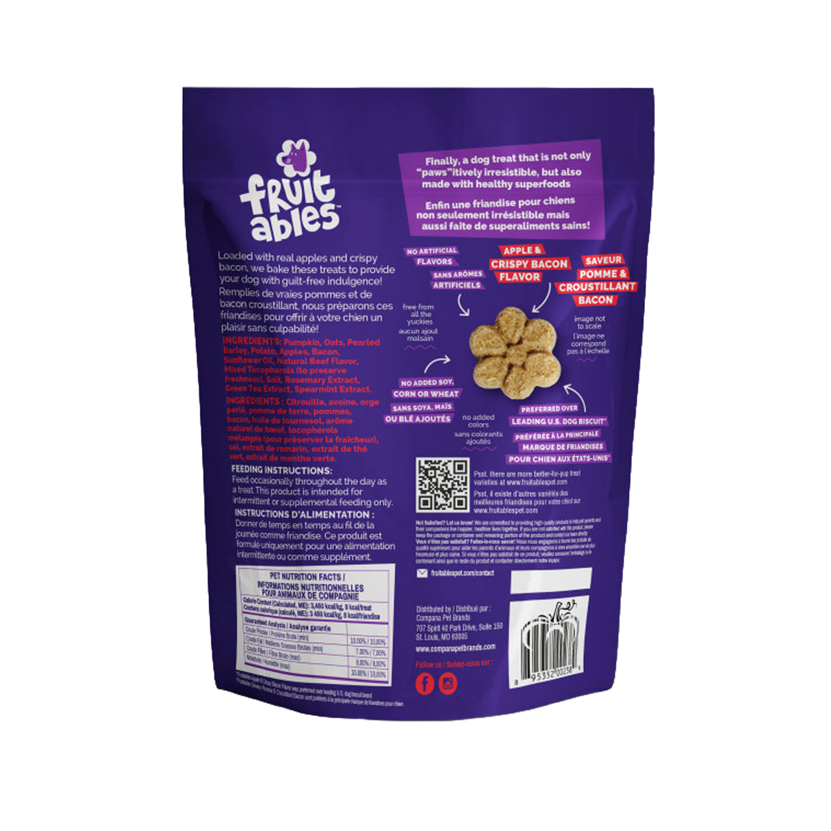 Fruitables Crispy Bacon & Apple Dog Treats 7 oz.