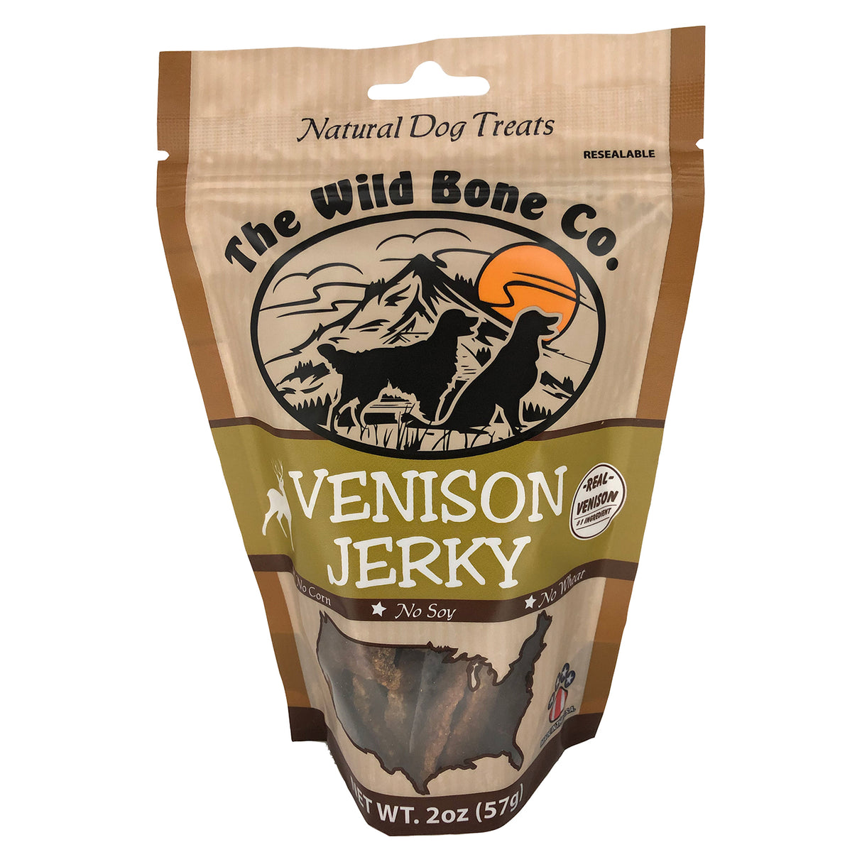 The Wild Bone Co. Natural Venison Jerky Dog Treats 2 oz.