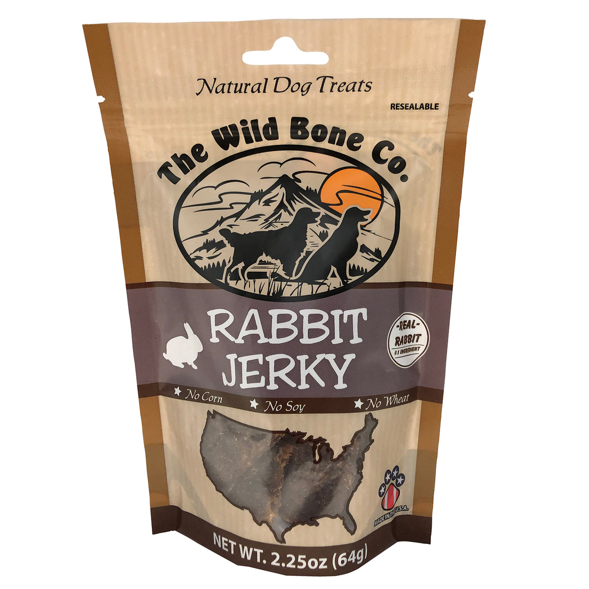 The Wild Bone Co. Natural Rabbit Jerky Dog Treats 2.25 oz.