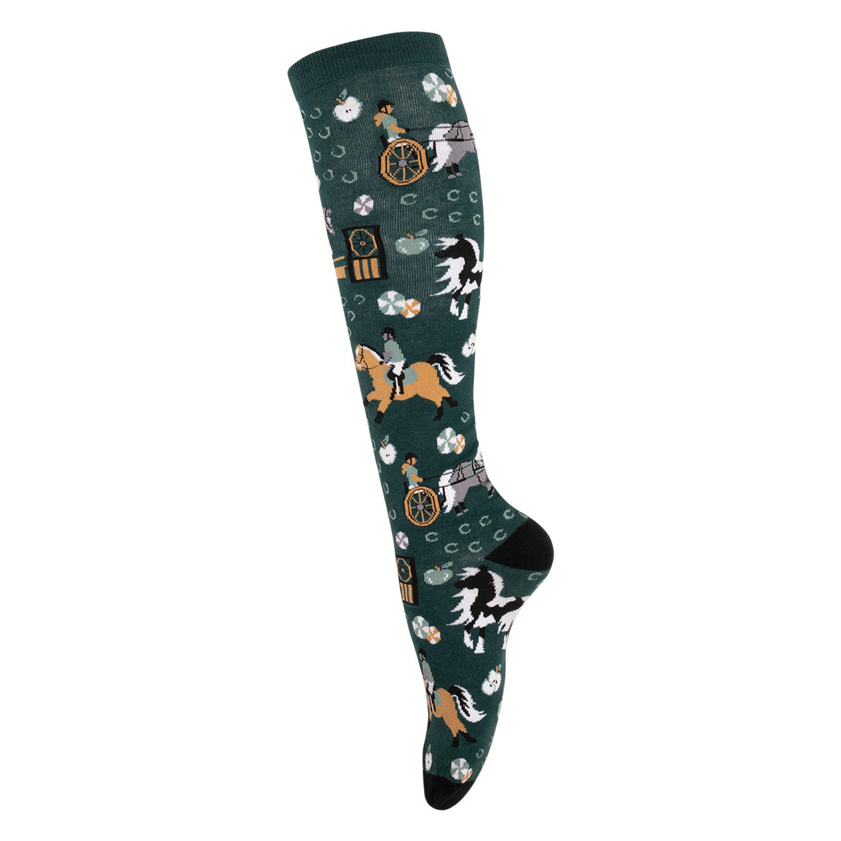 Four White Socks Mallard Green Pony Breeds Knee High Socks
