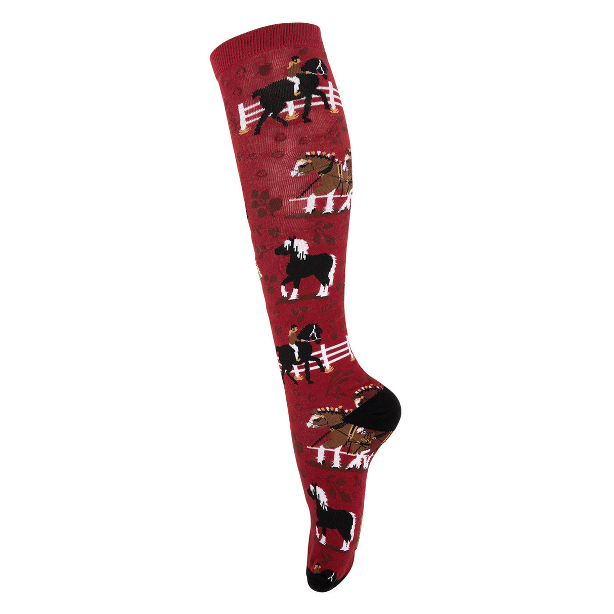 Four White Socks Red Dahlia Draft Breeds Knee High Socks