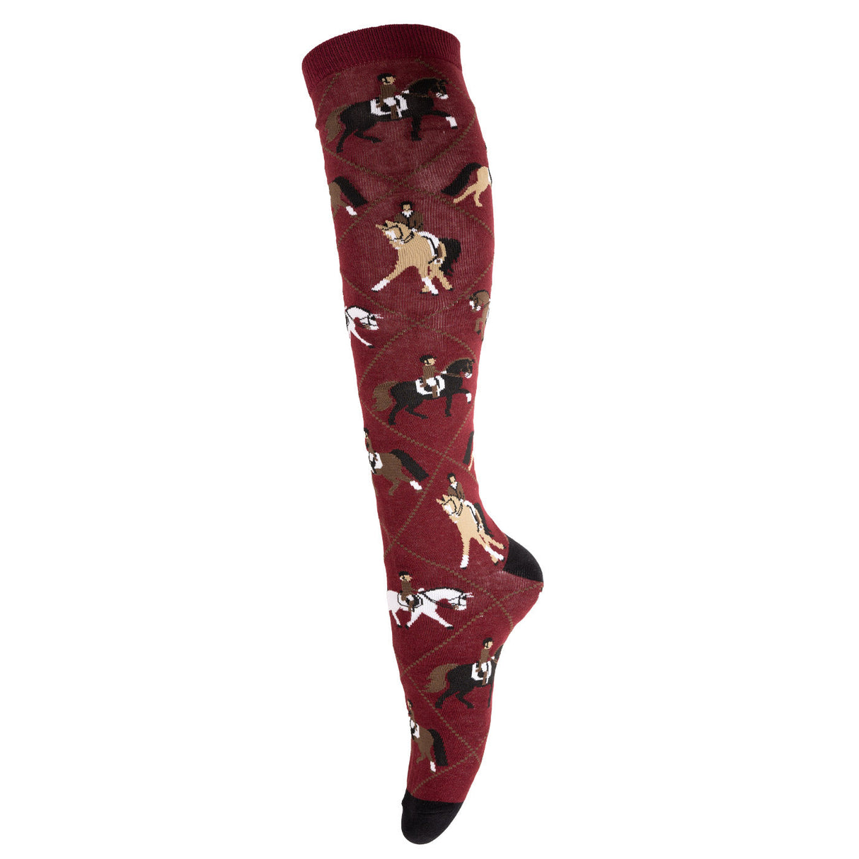 Four White Socks Windsor Wine Diamond Dressage Knee High Socks