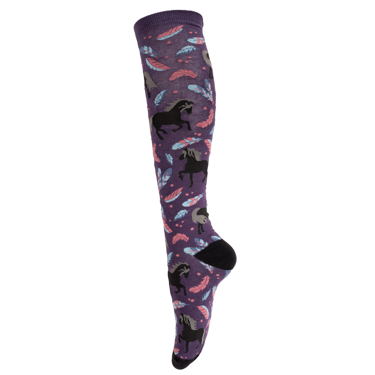 Four White Socks Feathered Friesians Knee High Socks