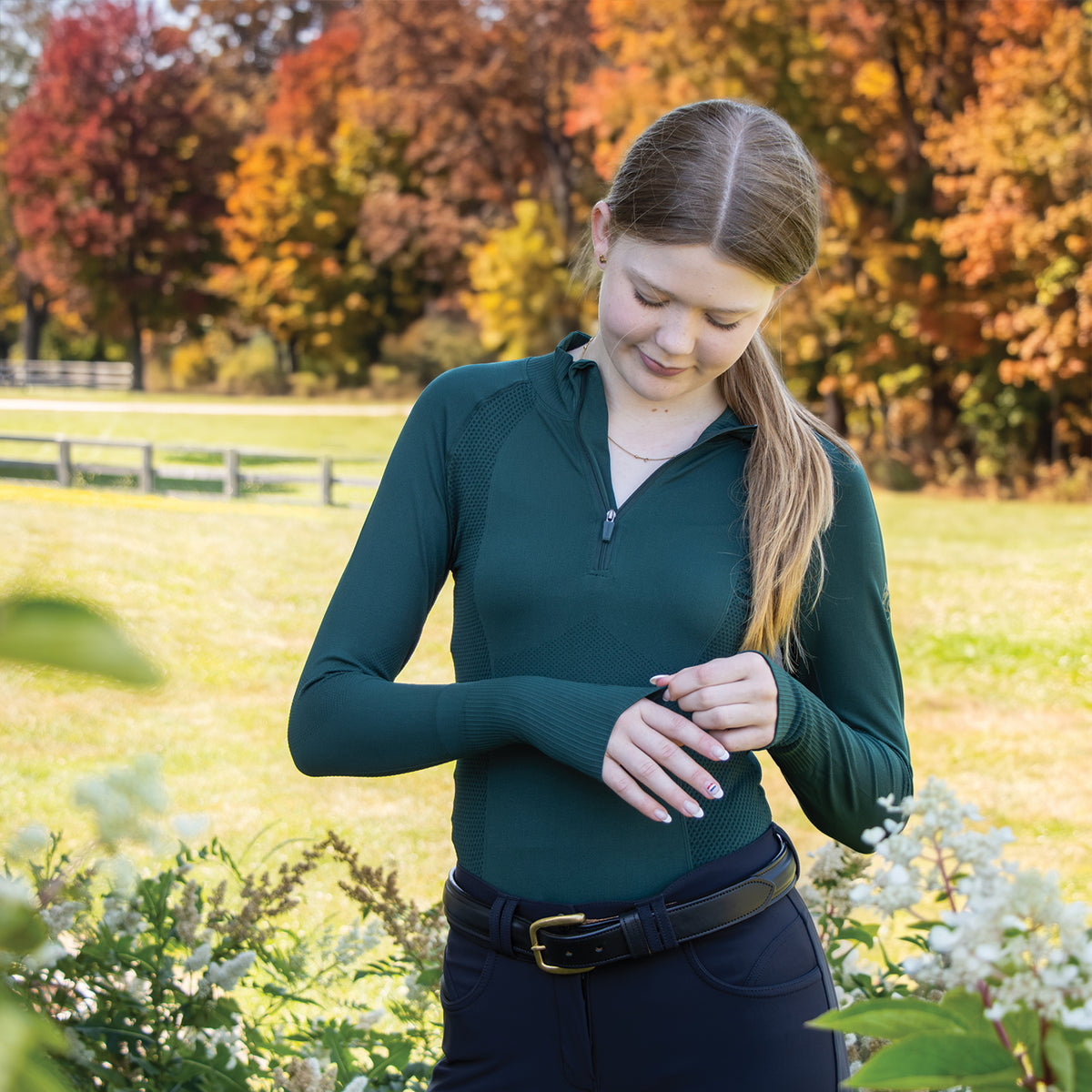 TemTeq Liso Seamless Quarter Zip Long Sleeve Top