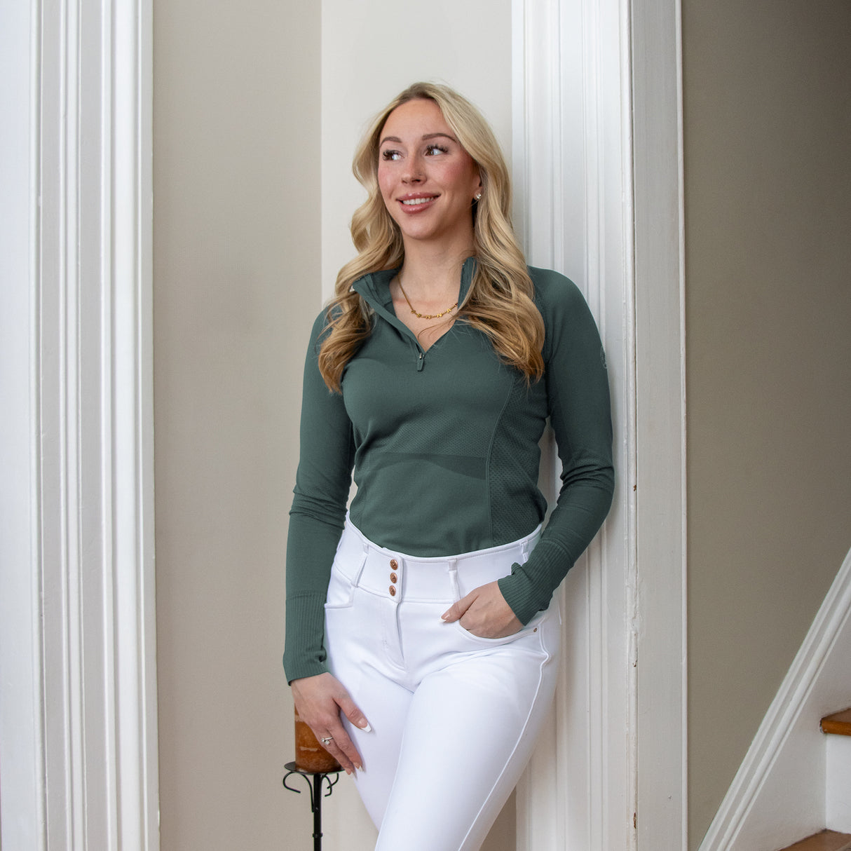 TemTeq Liso Seamless Quarter Zip Long Sleeve Top