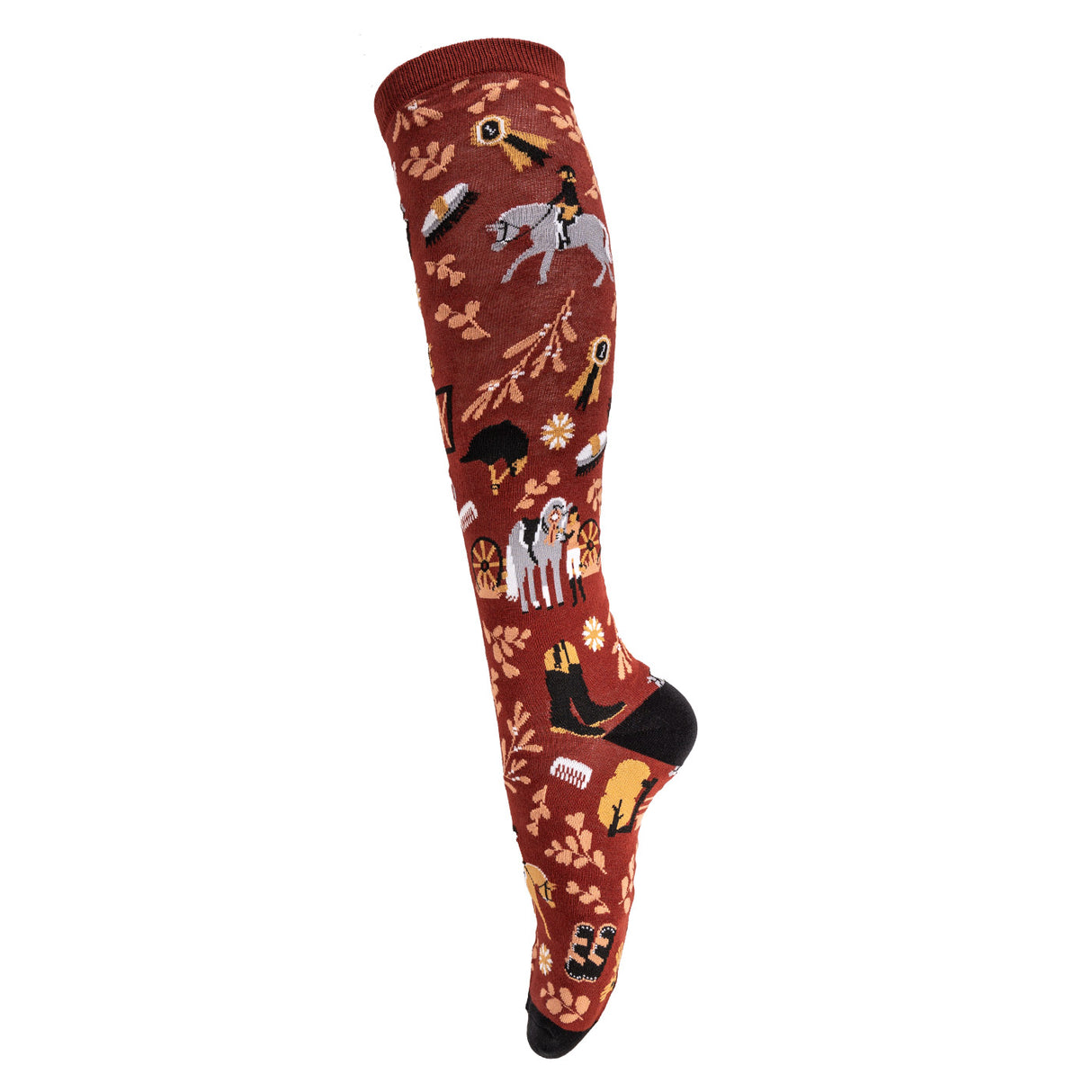 Four White Socks Hunter Derby Knee High Socks