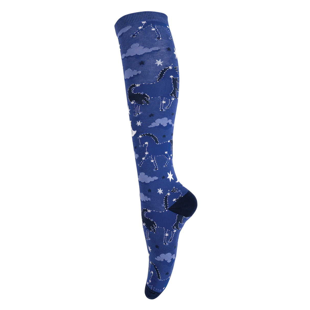 Four White Socks Constellation Ponies Knee High Socks