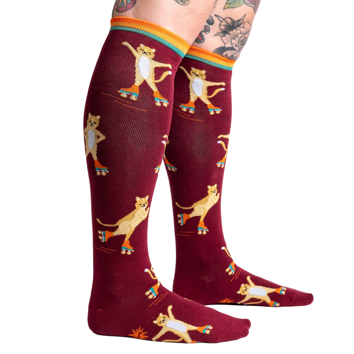 Sock It To Me Roller Cats Knee High Socks