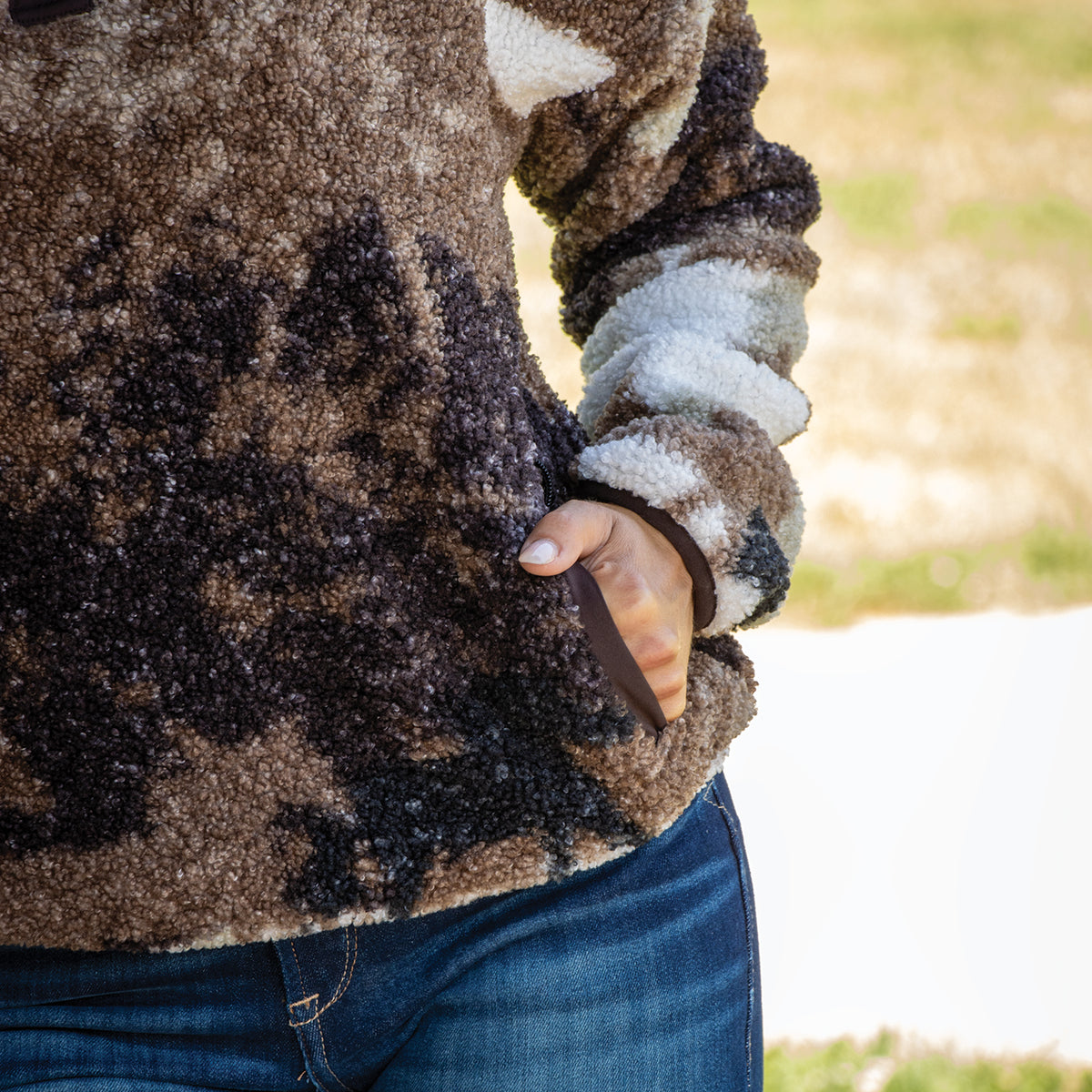 Aerion Printed Sherpa Pullover