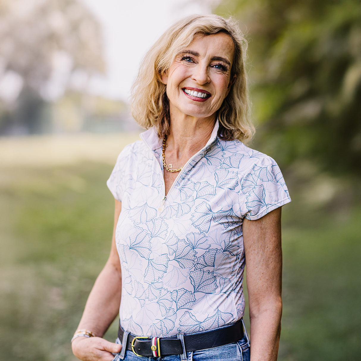 Kastel Denmark Cap Sleeve Print Shirt