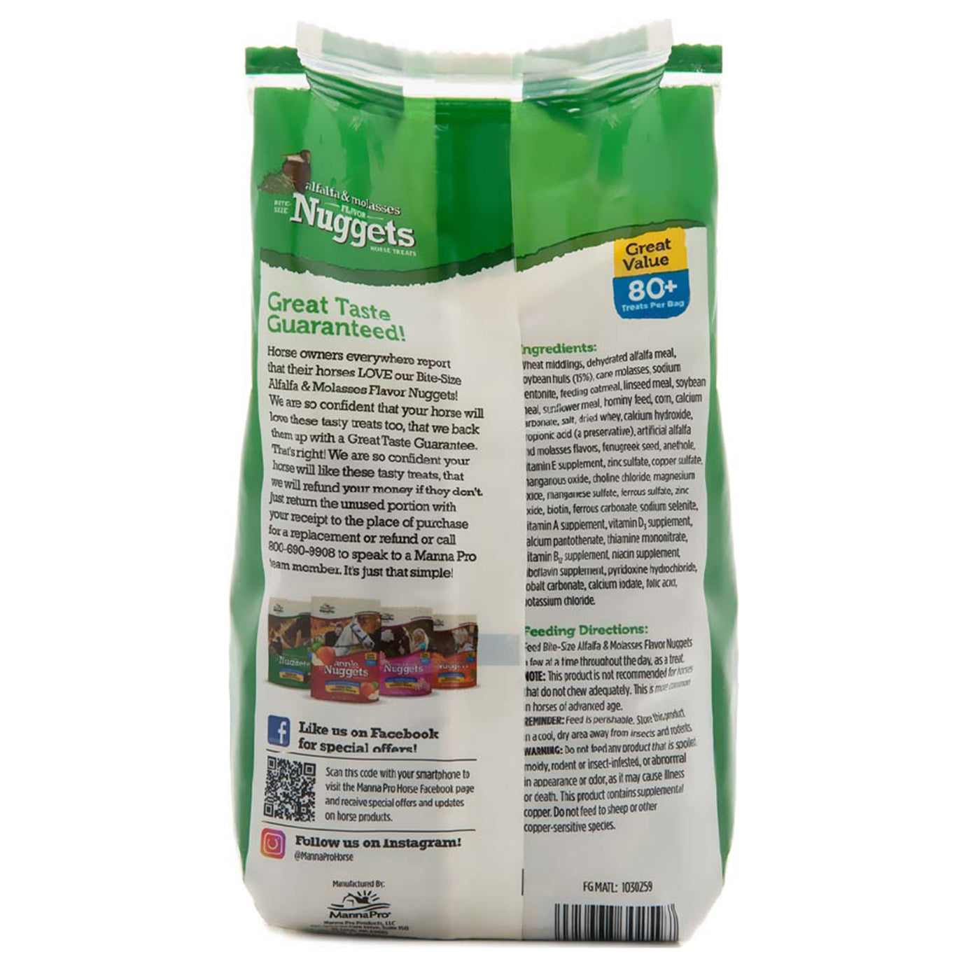 Manna Pro Bite Size Nuggets Alfalfa & Molasses 1 lb.