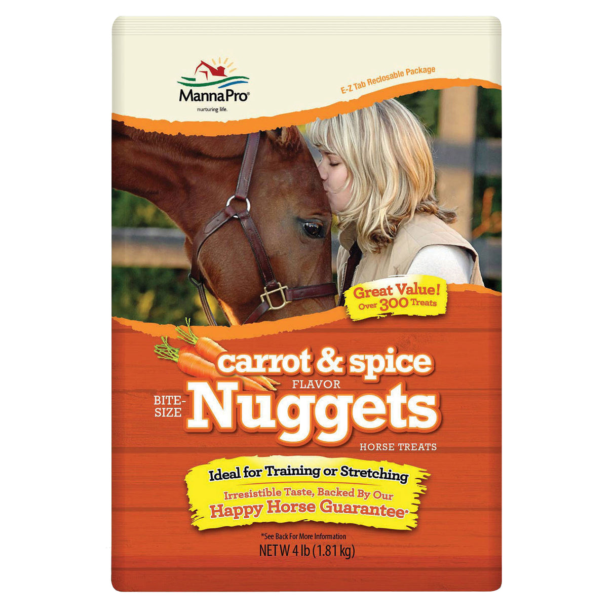 Manna Pro Carrot & Spice Bite Size Nuggets Horse Treats 4 lb.