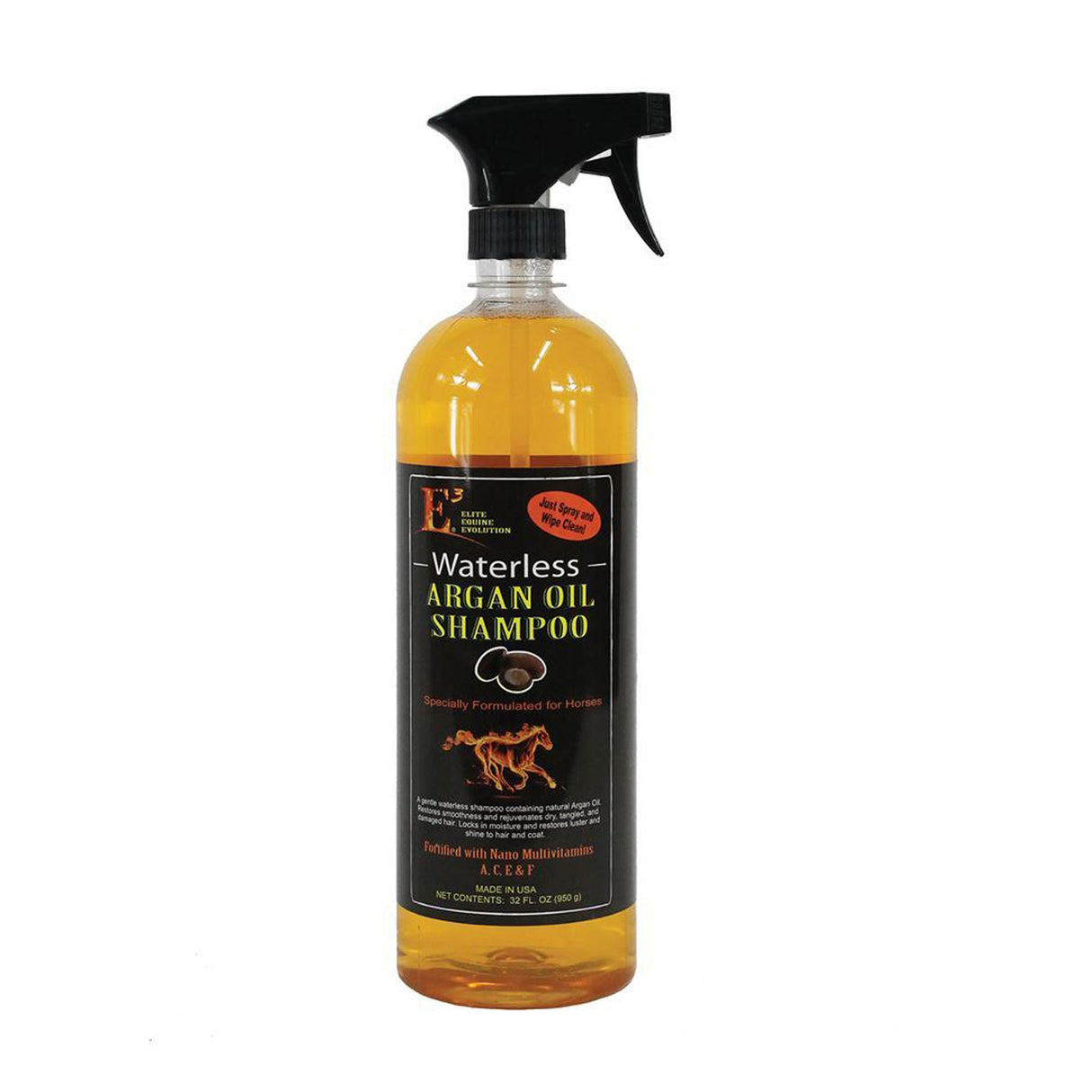 E3 Elite Equine Argan Oil Waterless Shampoo 32 oz.