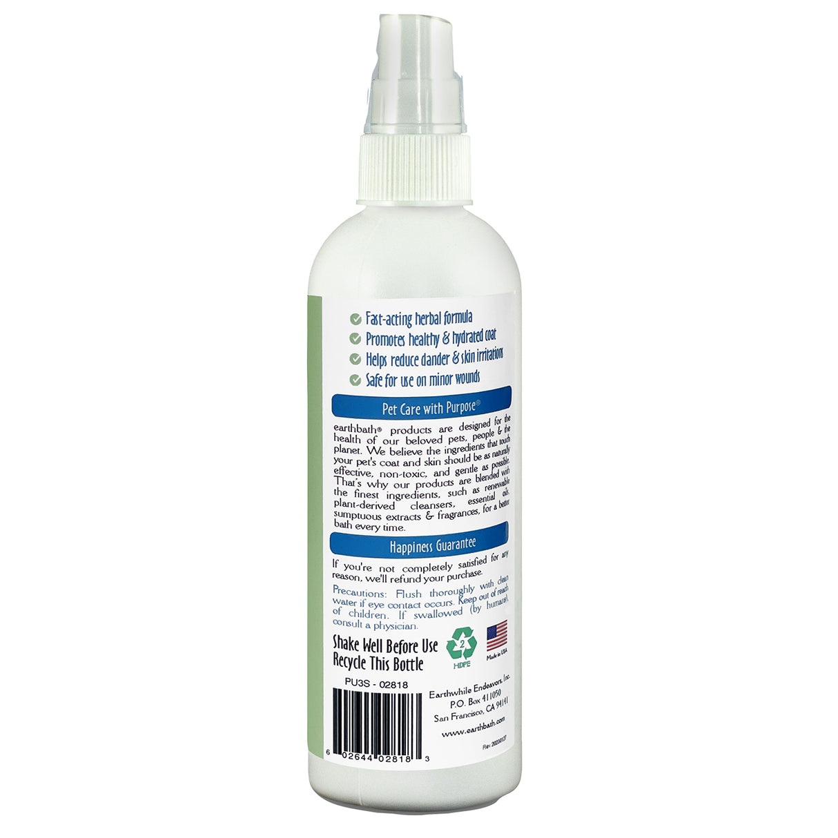 Earthbath Hypoallergenic Pet Spray 8 oz.