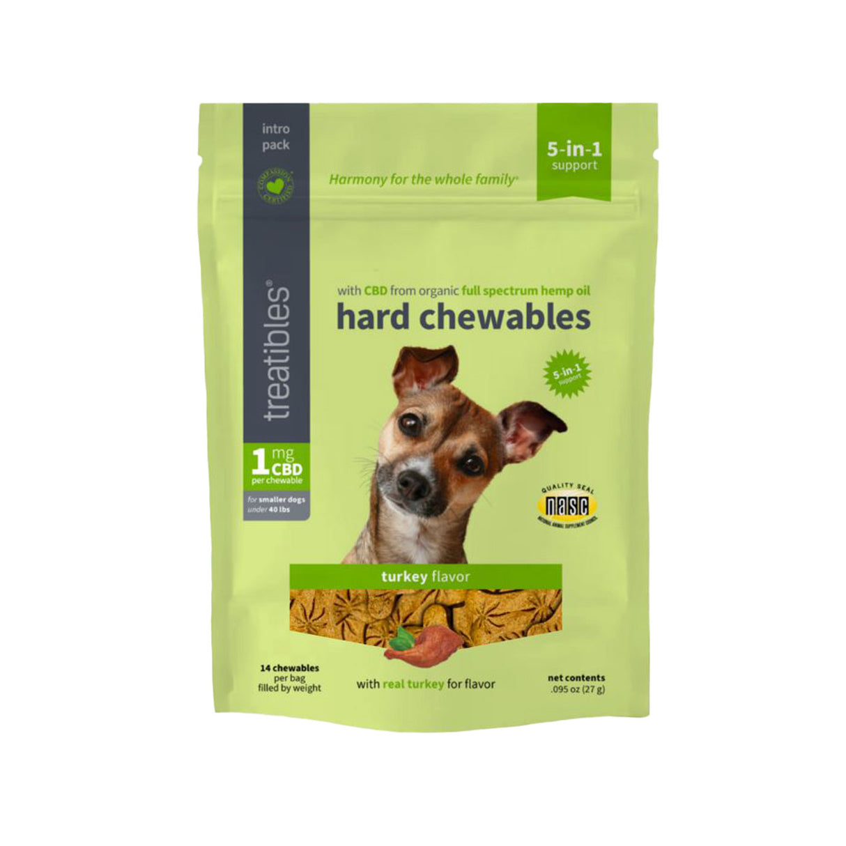 Treatibles Hemp Wellness Turkey Hard Chews 0.95 oz.