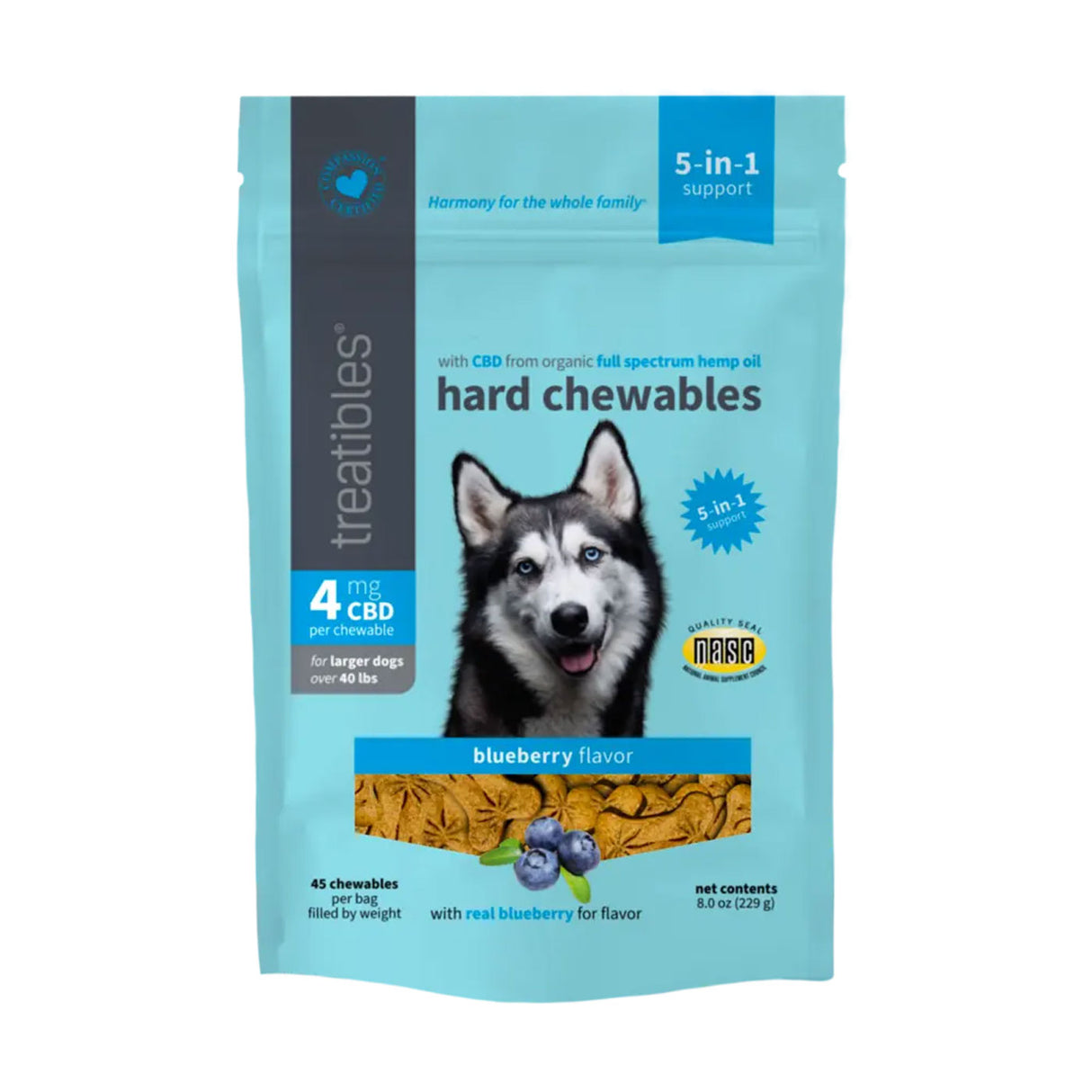 Treatibles Hemp Wellness Blueberry Hard Chews 1 oz.