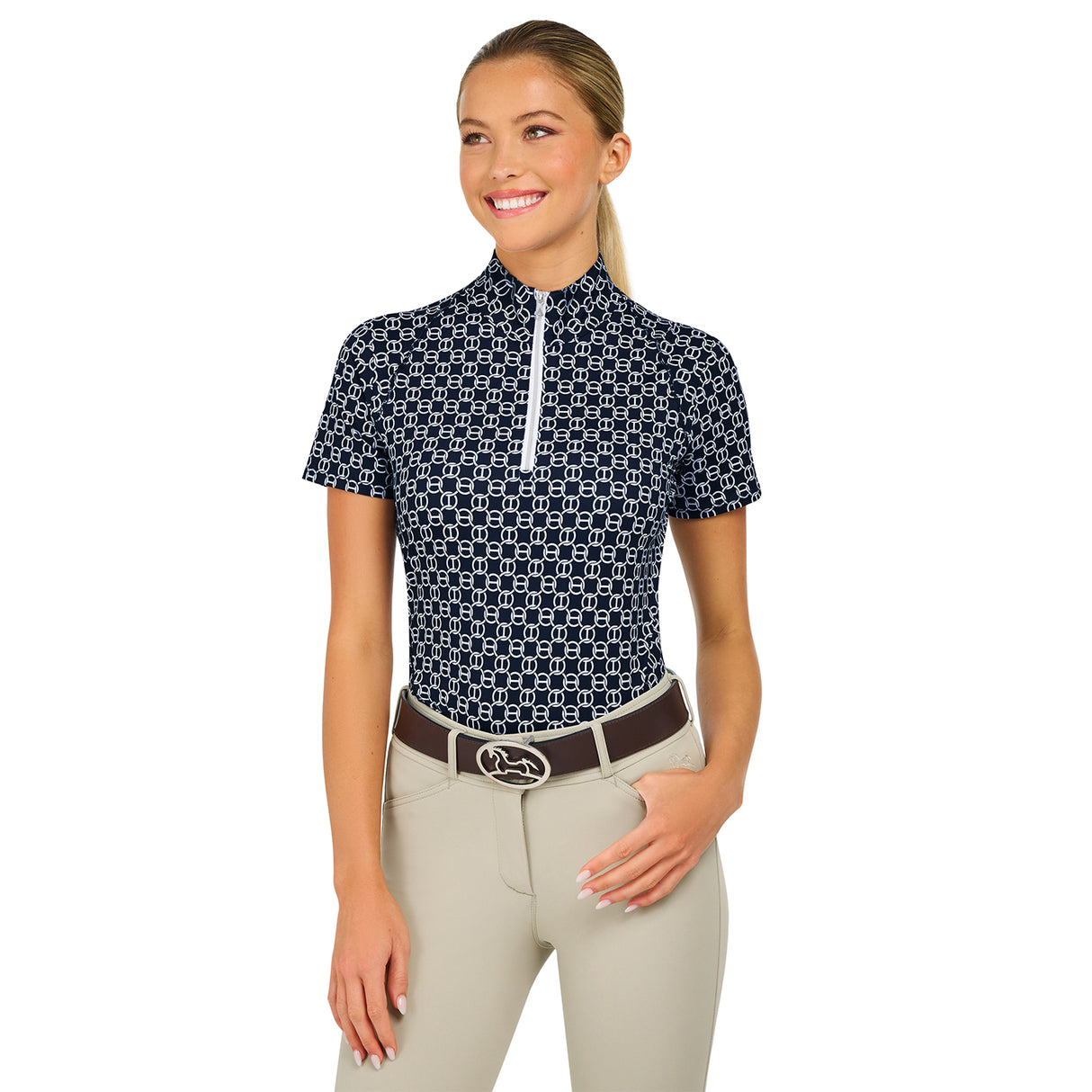 RJ Classics Lucy Quarter Zip Short Sleeve Top