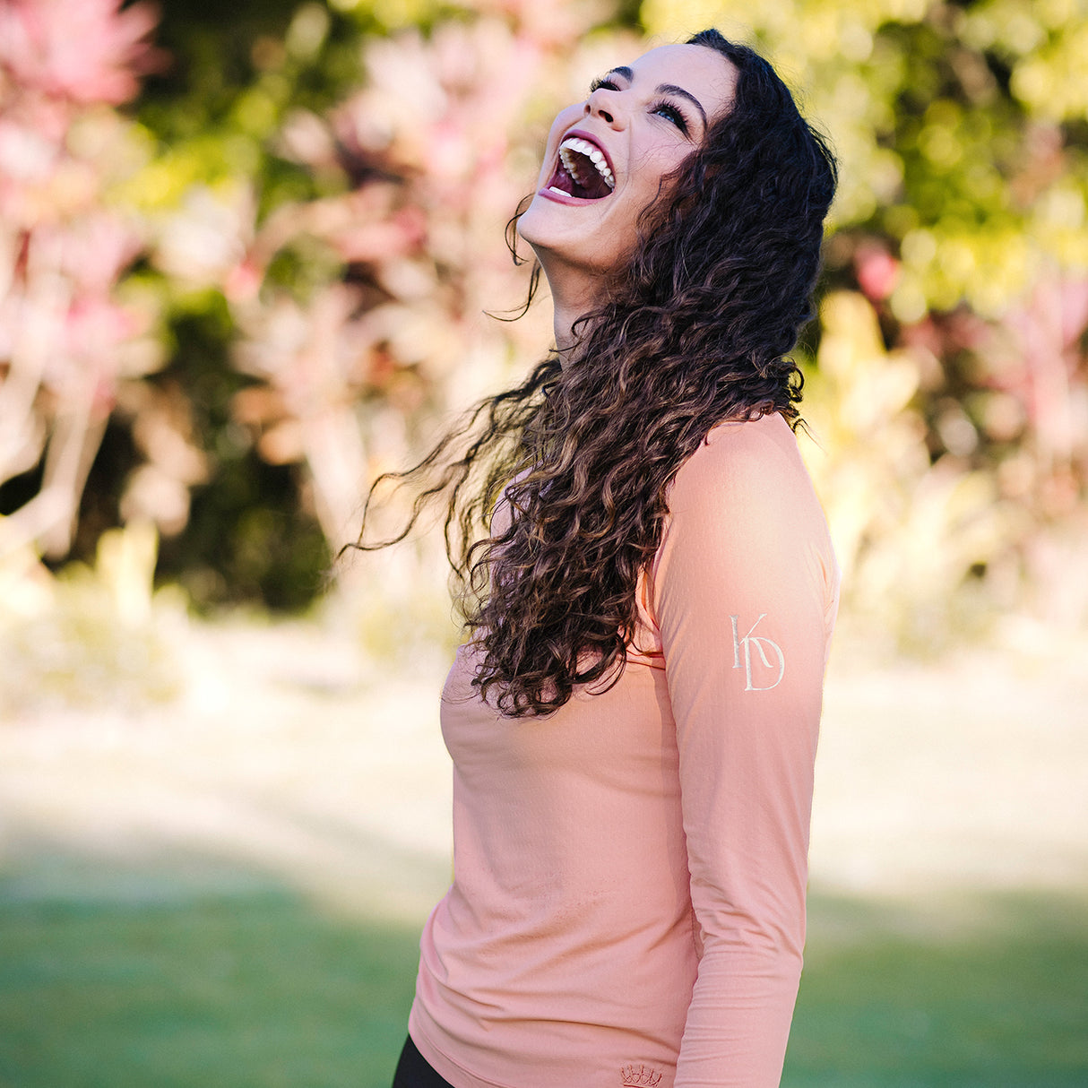 Kastel Monogram Solid Long Sleeve Crew Neck Top