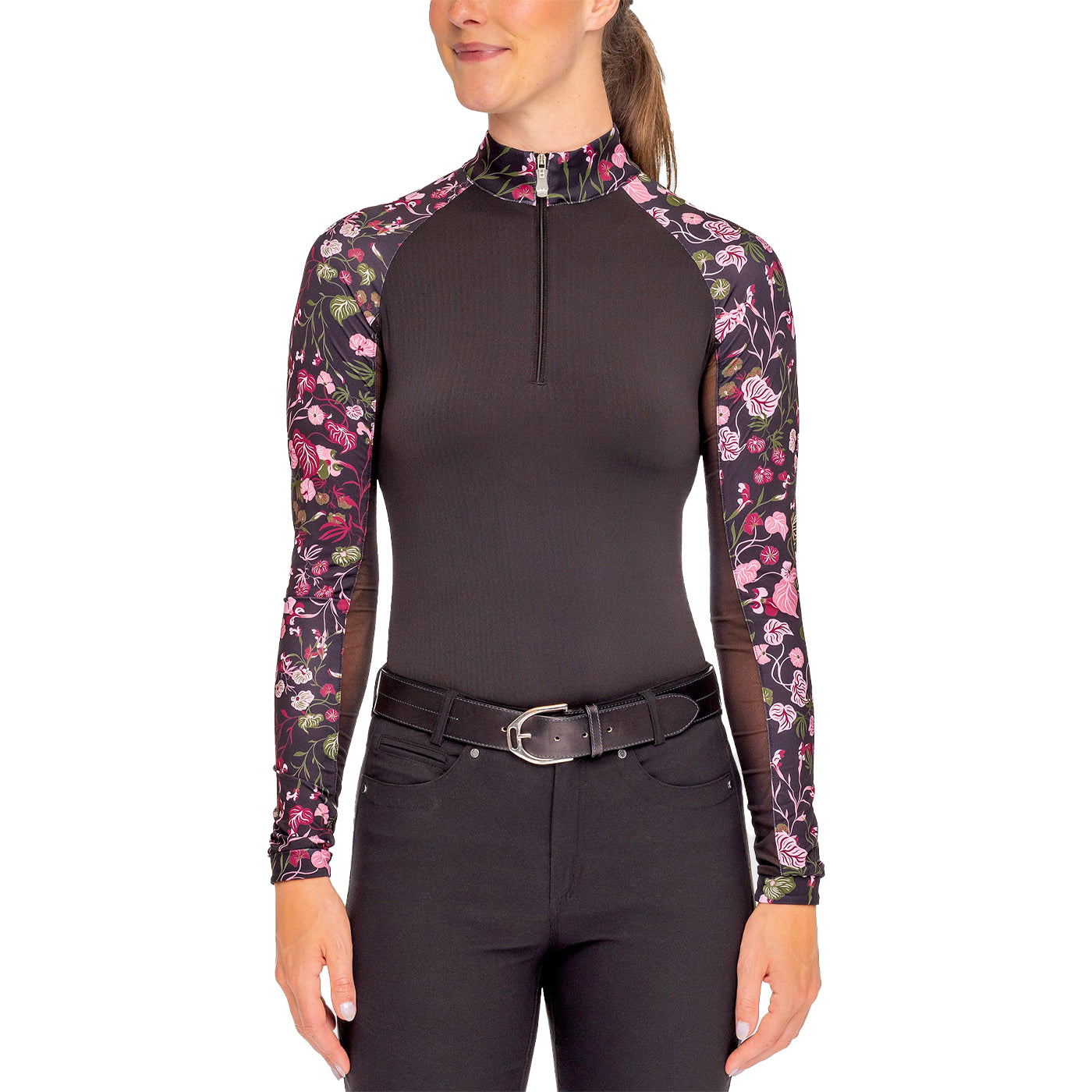 Kastel Denmark Long Sleeve Quarter Zip Top W/ Print Sleeves
