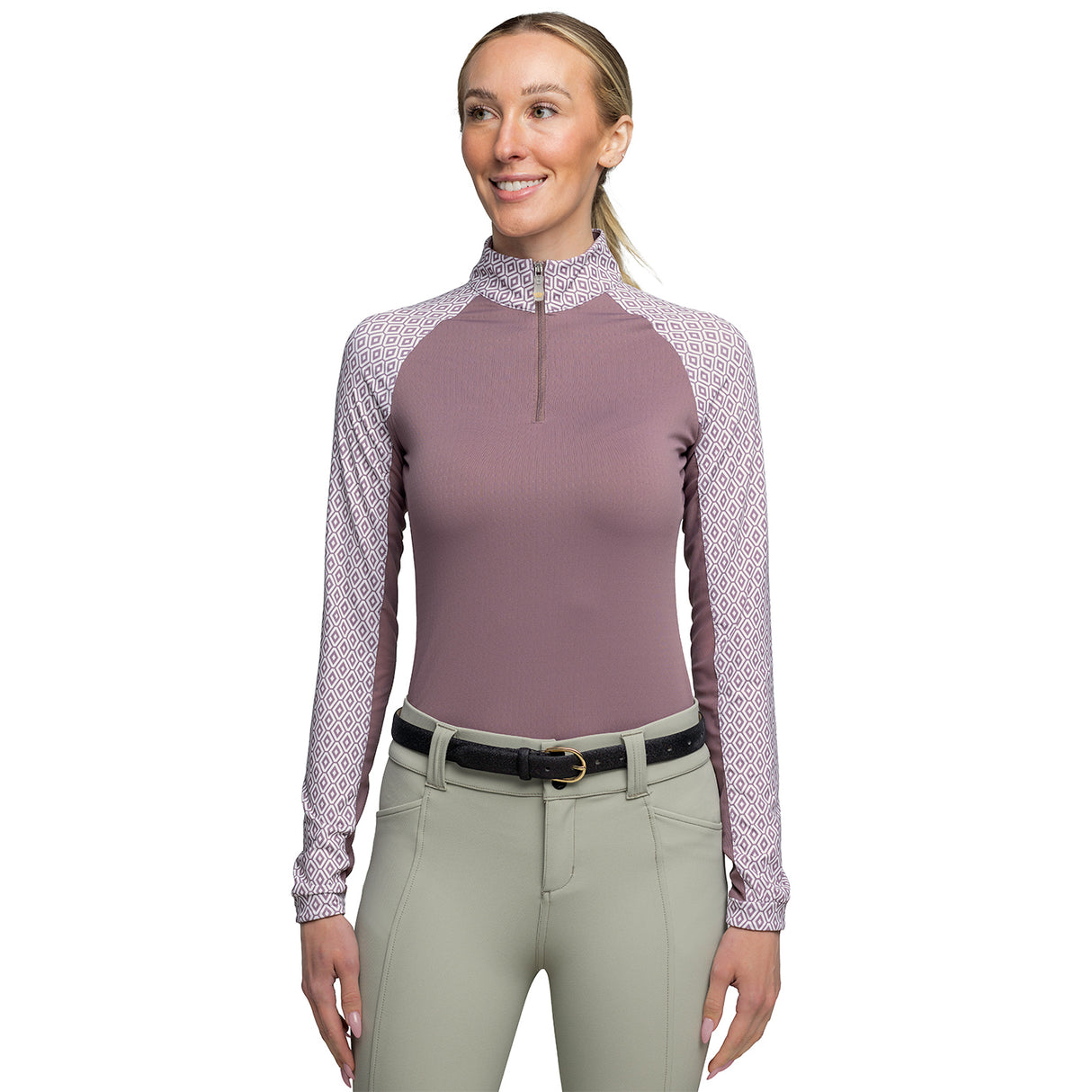 Kastel Denmark Long Sleeve Quarter Zip Top W/ Print Sleeves