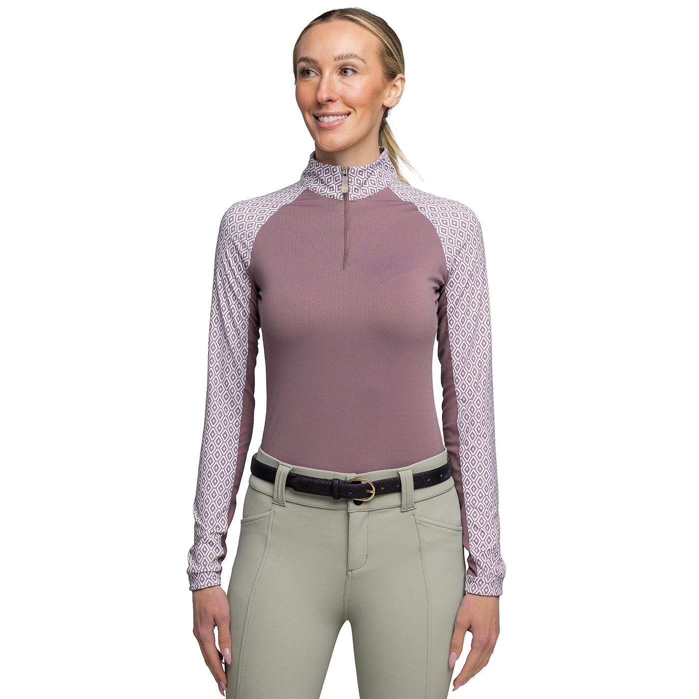 Kastel Denmark Long Sleeve Quarter Zip Top W/ Print Sleeves