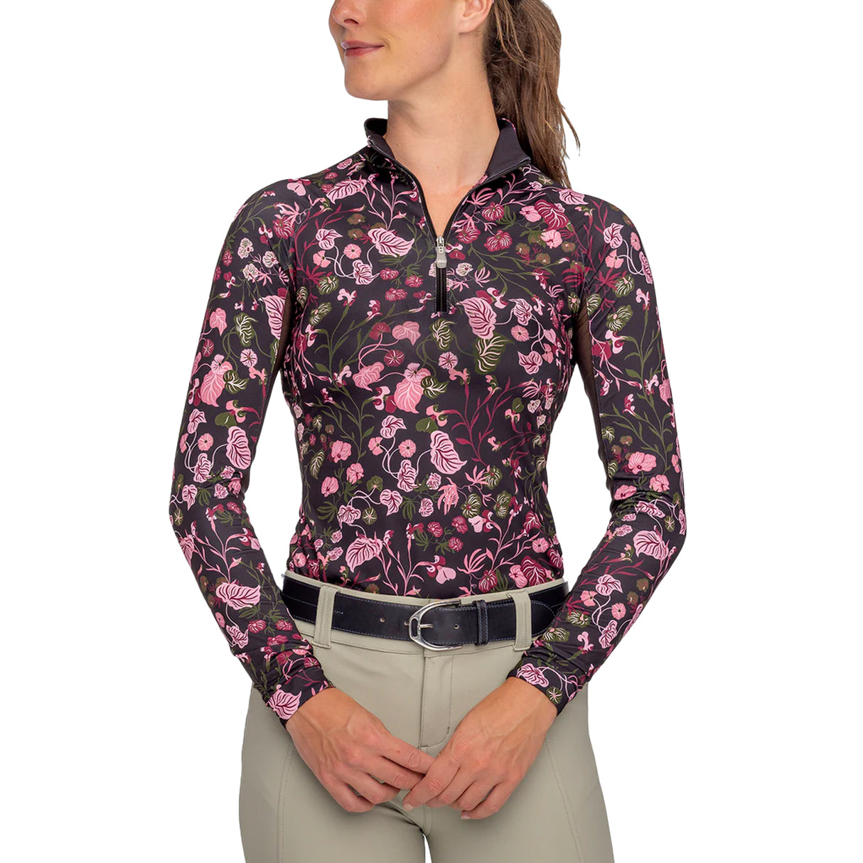 Kastel Denmark Long Sleeve Quarter Zip Print Top