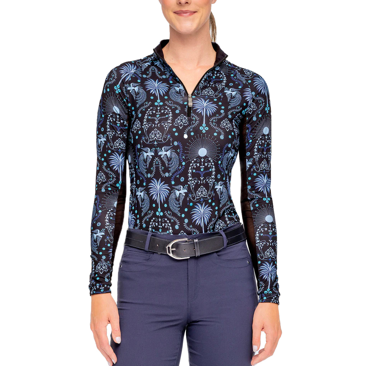 Kastel Denmark Long Sleeve Quarter Zip Print Top