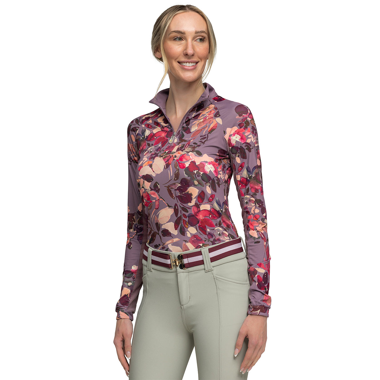 Kastel Denmark Long Sleeve Quarter Zip Print Top