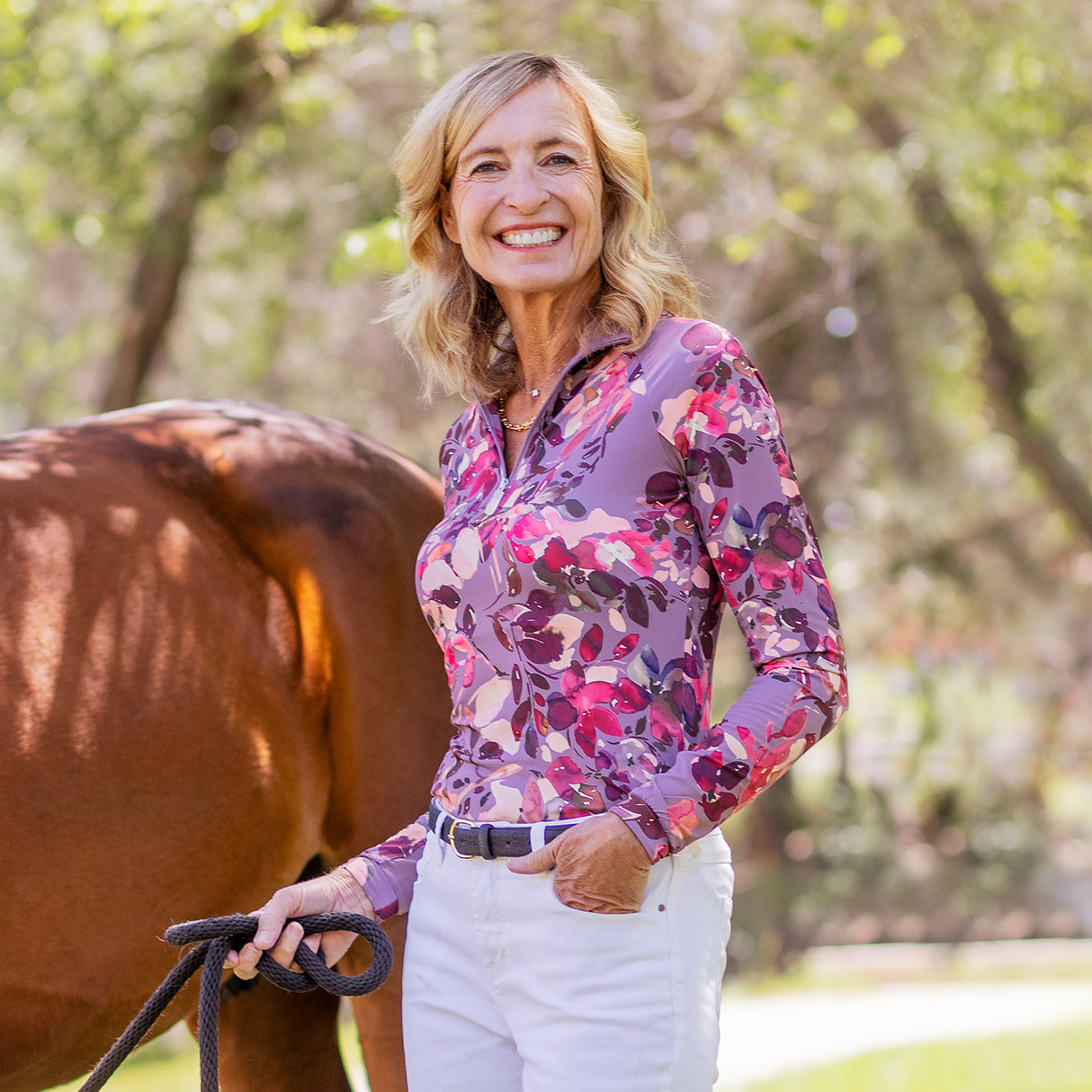 Kastel Denmark Long Sleeve Quarter Zip Print Top