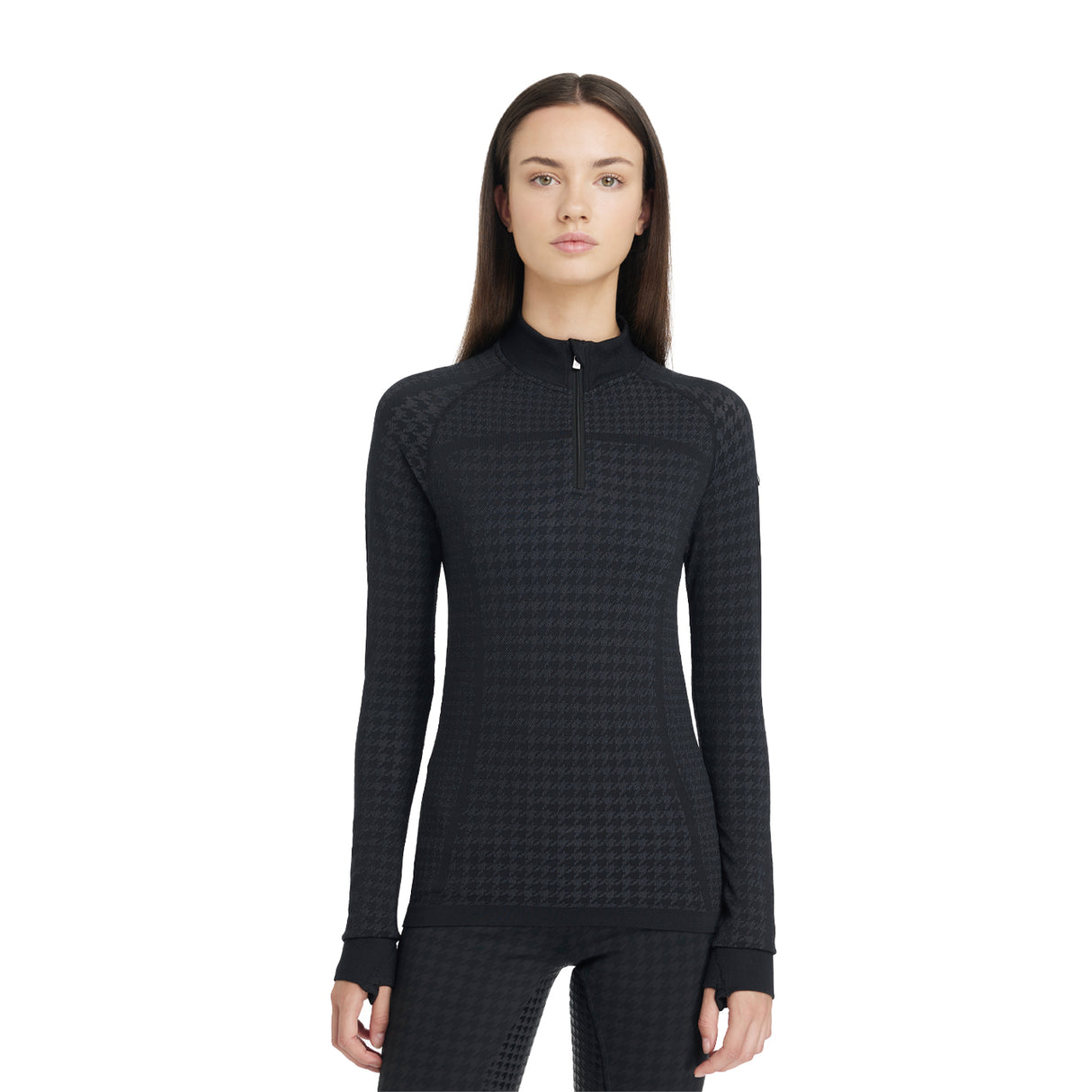 LeMieux Aspen Houndstooth Quarter Zip Top