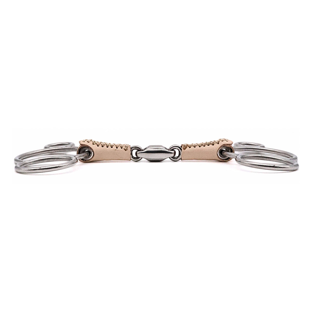 Jake Adams 2-Ring Elevator Double Jointed Leather Bit W/ Lozenge