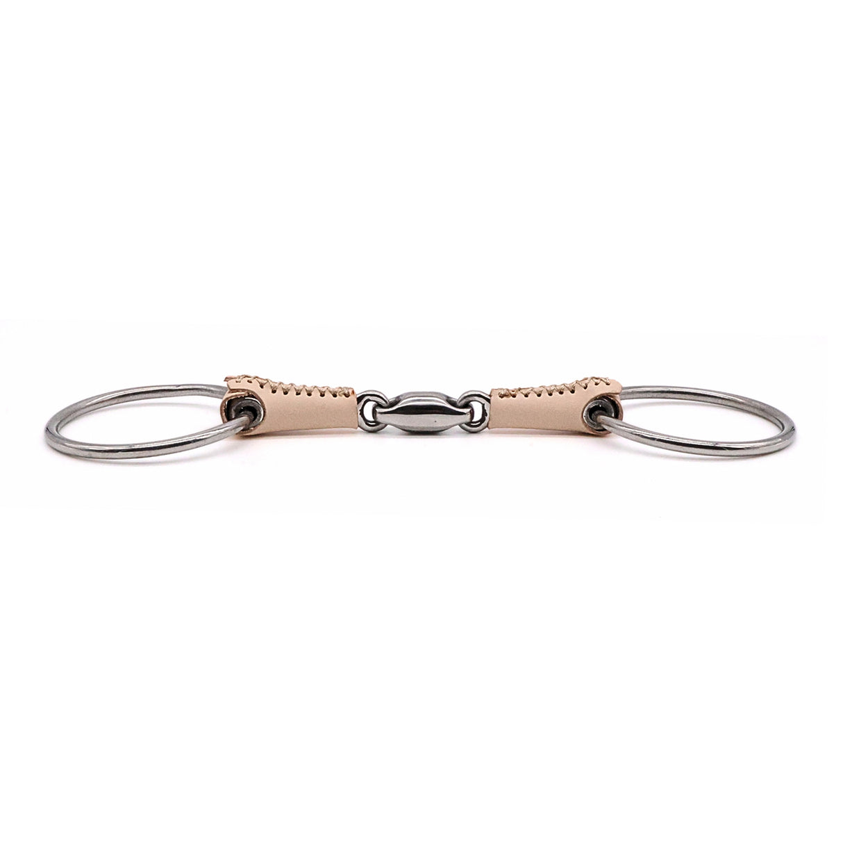 Jake Adams Loose Ring Double Jointed Leather Bit W/ Lozenge
