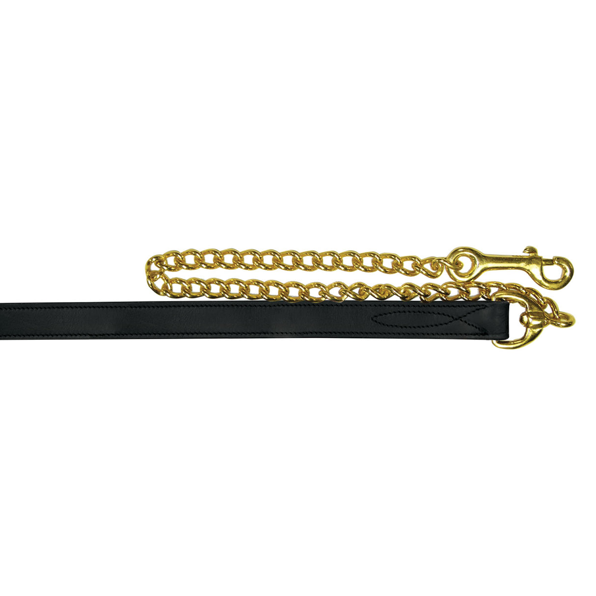 Connemara Leather Lead W/ 24 in. Brass Chain - Black