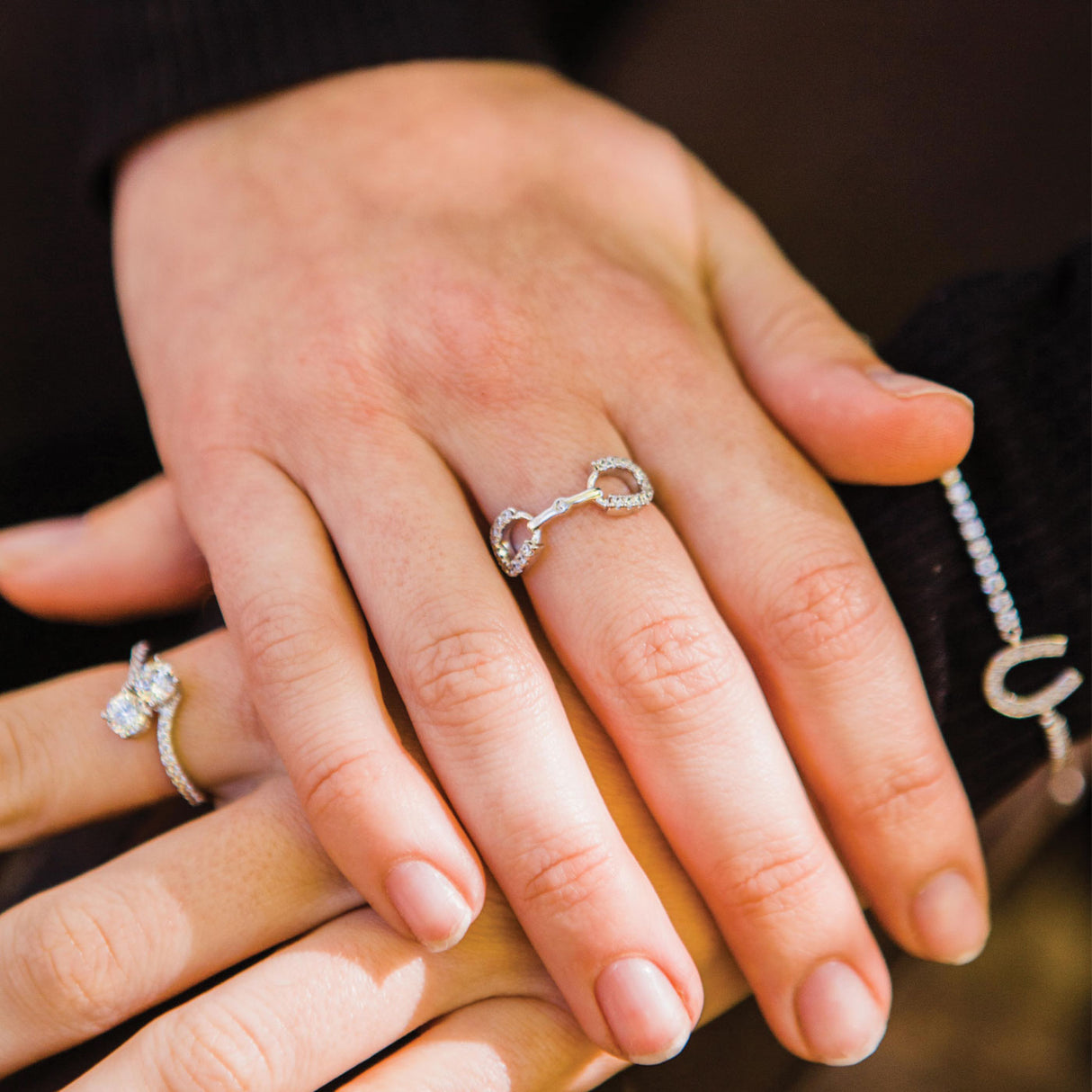 Kelly Herd Clear Stones Horseshoe Bit Ring