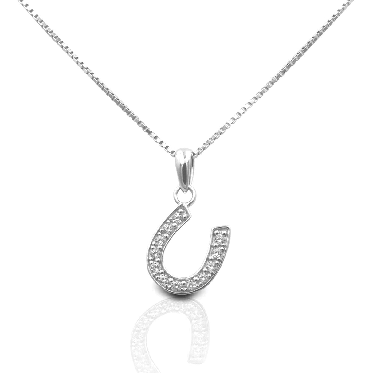 Kelly Herd Large Clear Dangle Horseshoe Necklace