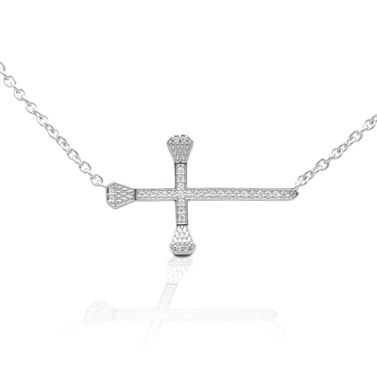 Kelly Herd Horizontal Pavé Horseshoe Nail Cross Necklace