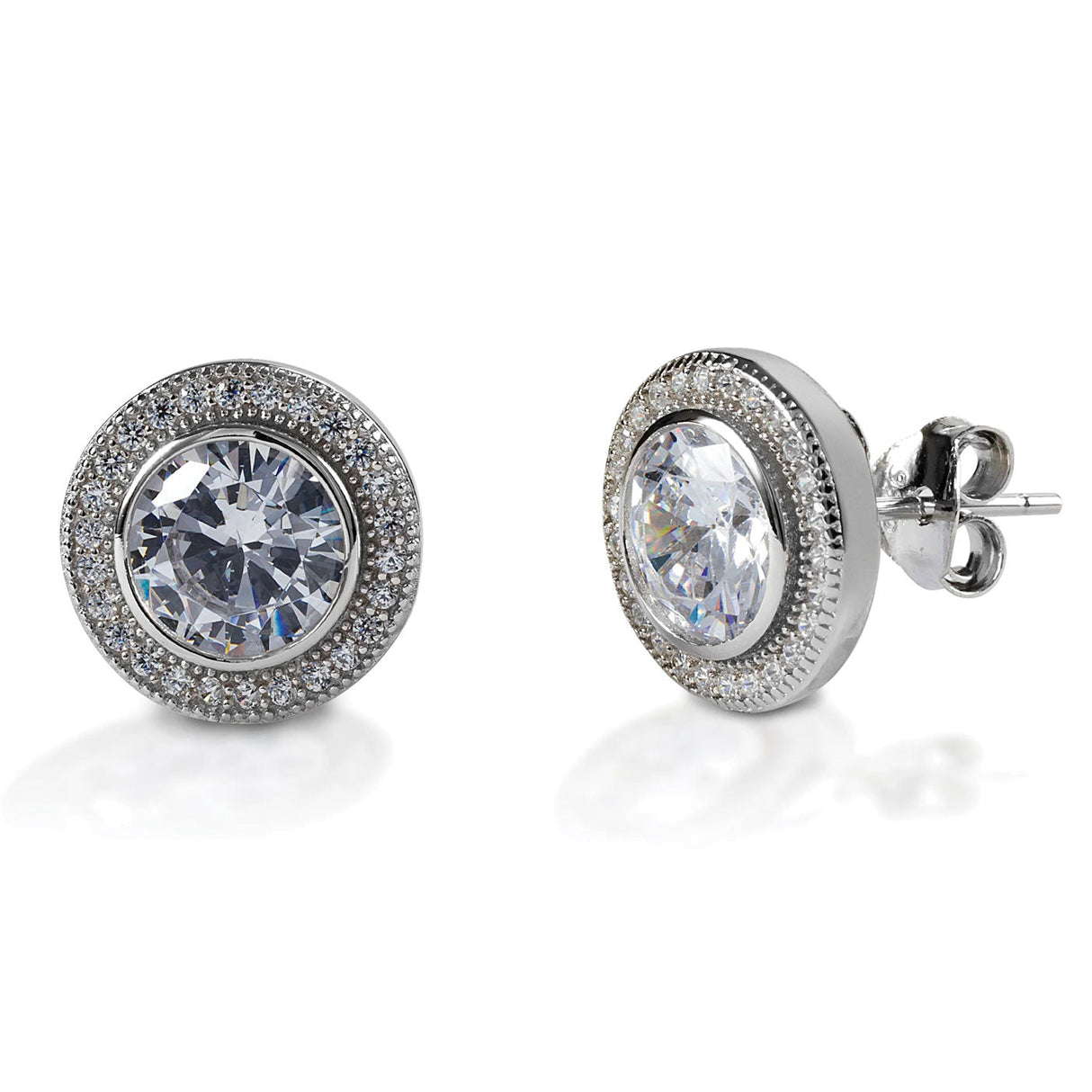 Kelly Herd Round Bezel Set Pavé Earrings