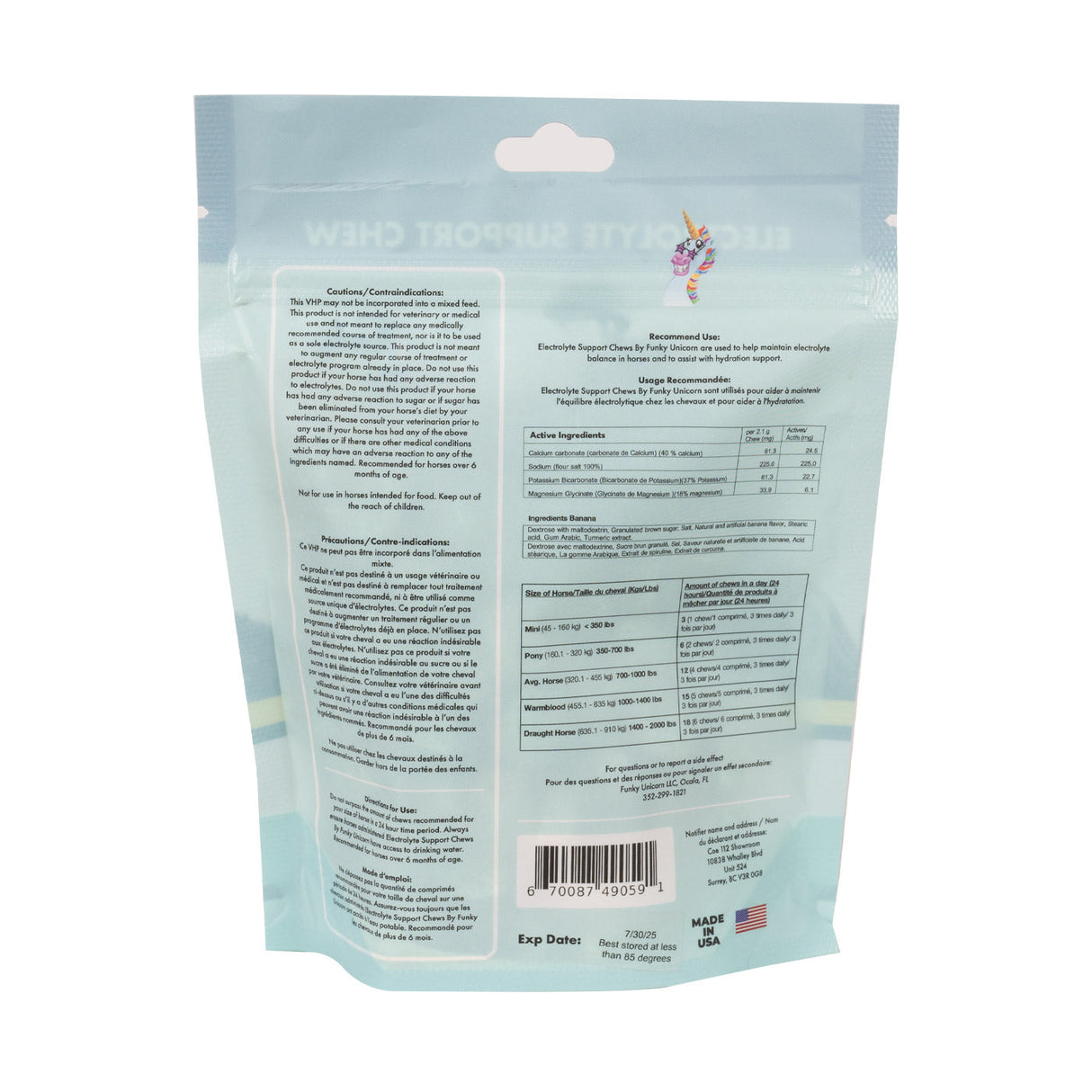 Funky Unicorn Banana Electrolyte Chews 7 oz.