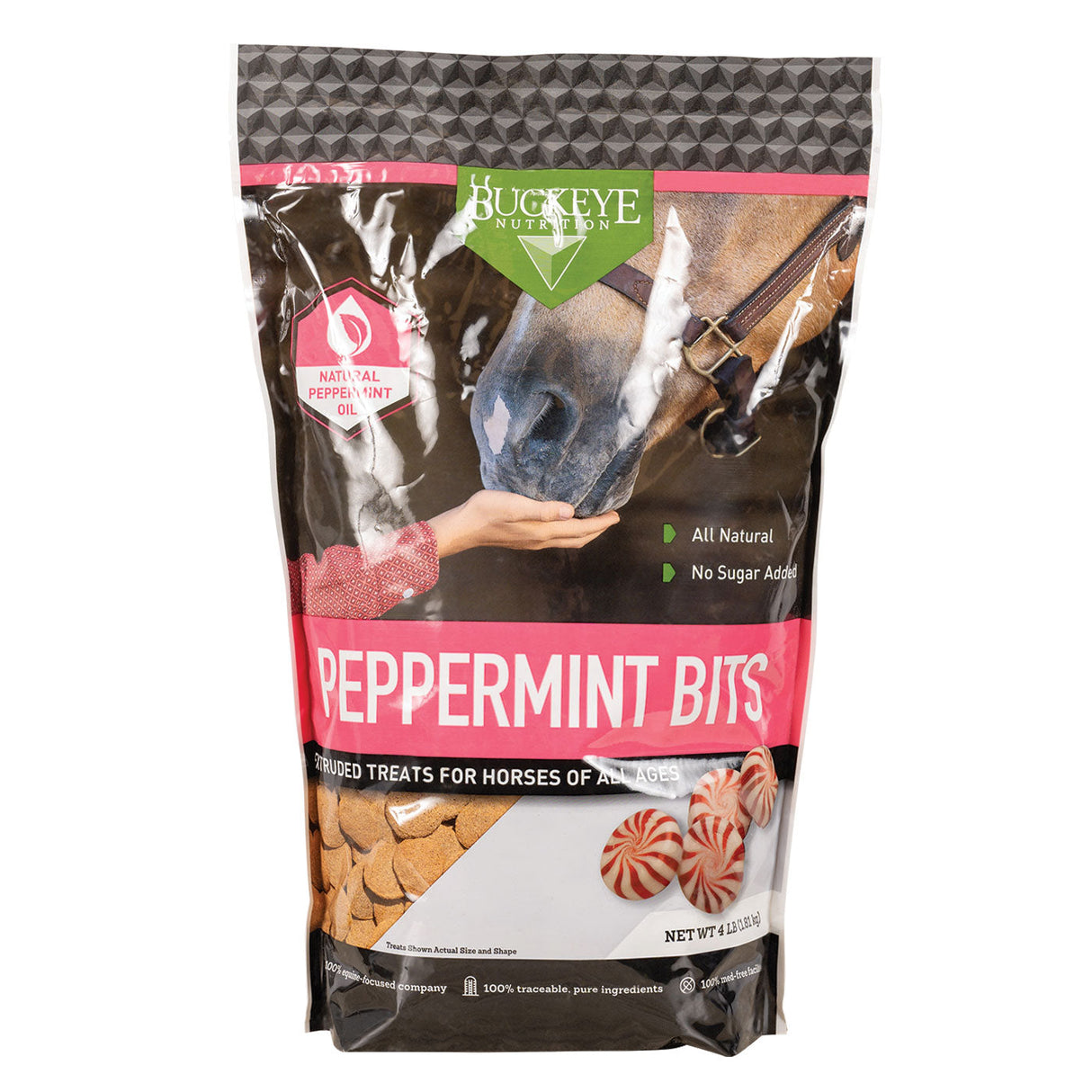 Buckeye Nutrition All Natural No Sugar Added Peppermint Bits Horse Treats 4 lb.
