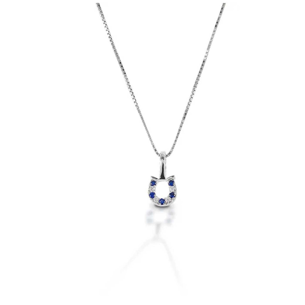 Kelly Herd Blue & Clear Baby Horseshoe Pendant