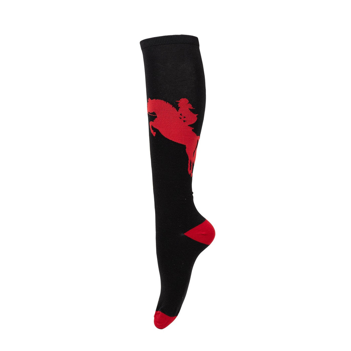 Four White Socks Jumping Horse Silhouette Knee High Socks