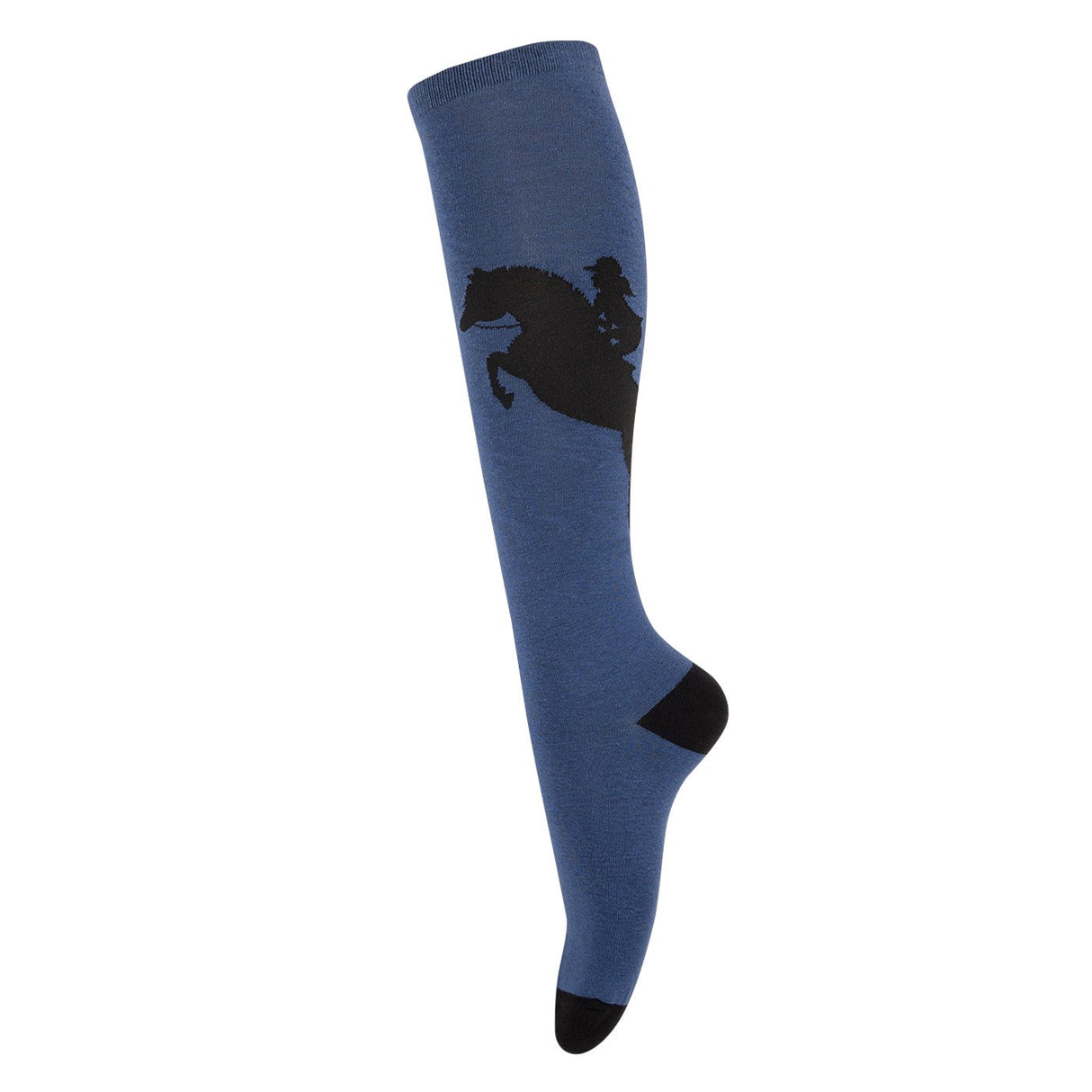 Four White Socks Jumping Horse Silhouette Knee High Socks