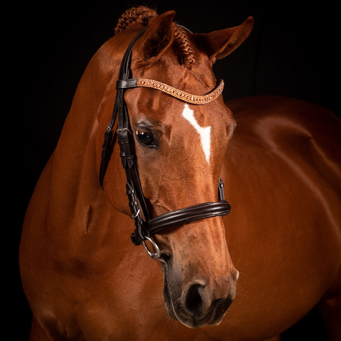 FFE Rose Gold Princess Wave Dressage Snaffle Bridle